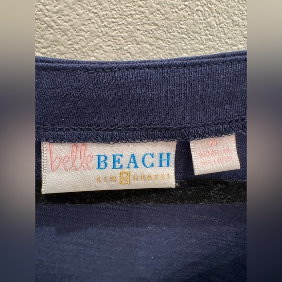 Belle by Kim Gravel mixed media Blue V-Neck Women's Top size medium - Picture 3 of 4